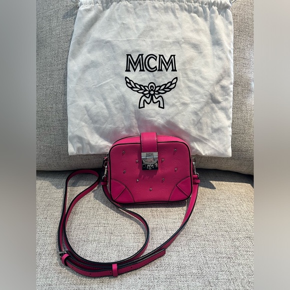 MCM Pink Leather Embellished Camera Bag - Picture 3 of 16